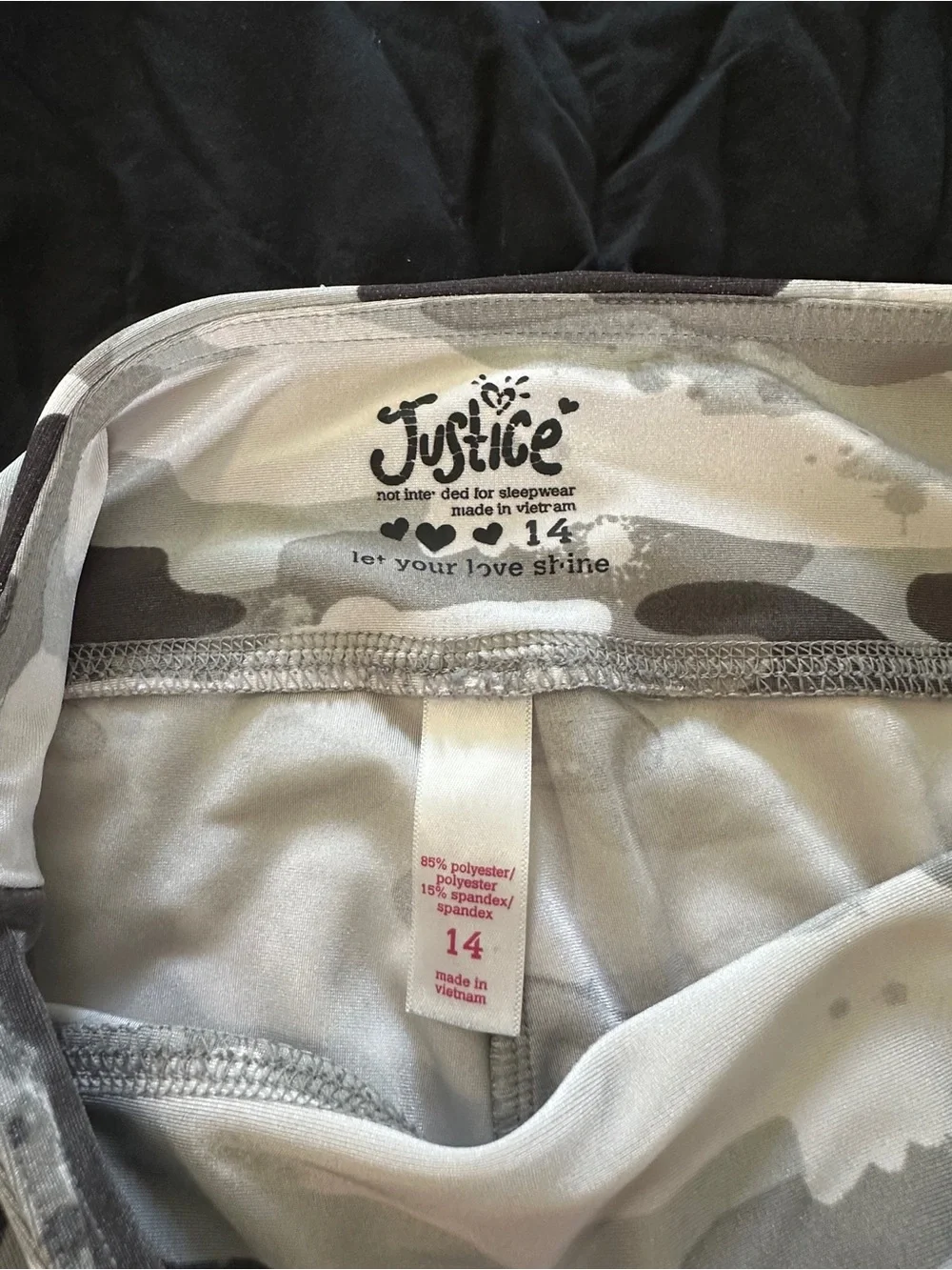 Justice Gray & Cream Camo Leggings